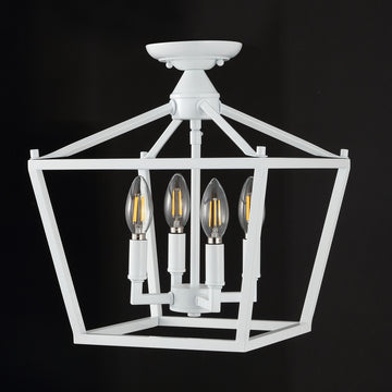 Plains Mini Lantern 12" Iron Modern Farmhouse LED Flush Mount